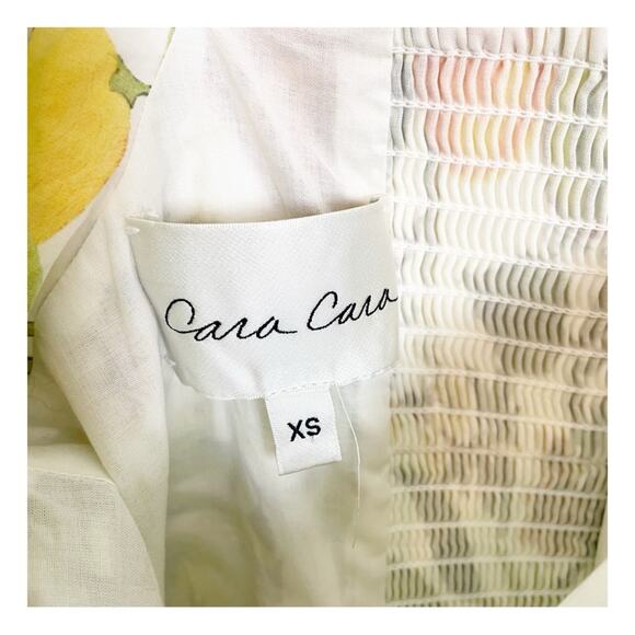 Cara Cara Sip Sip Banana Fruit Print Puff Sleeve Babydoll Cotton Dress Sz XS - Picture 10 of 12